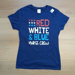 Red White & Blue Nurse Crew - New Women's Small Navy Blue T-Shirt